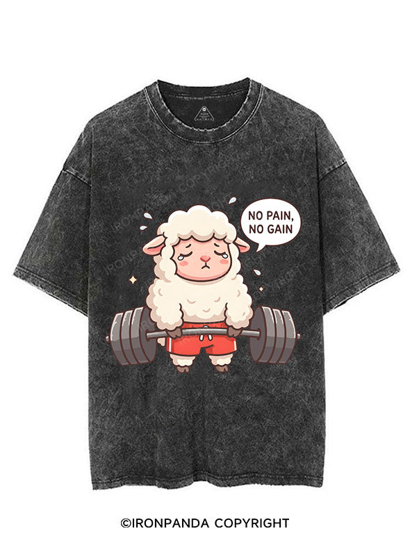 NO PAIN NO GAIN SHEEP VINTAGE GYM SHIRT
