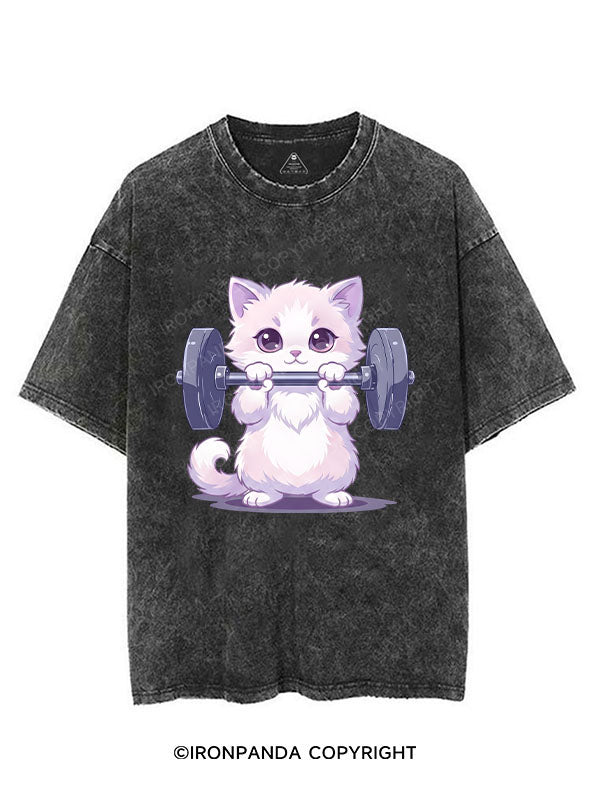 Weightlifting Cat VINTAGE GYM SHIRT