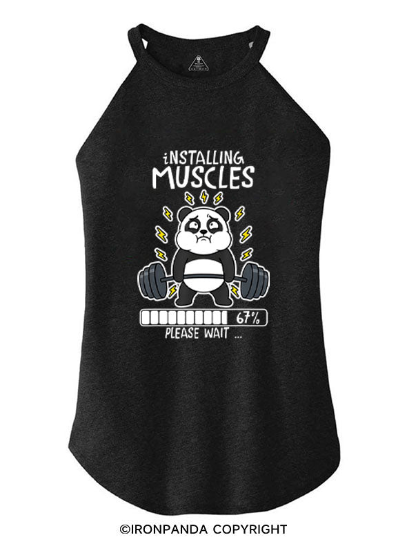 INSTALLING MUSCLES PLEASE WAIT ROCKER COTTON TANK