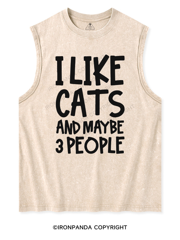 I LIKE CATS AND MAYBE 3 PEOPLE Washed Tank