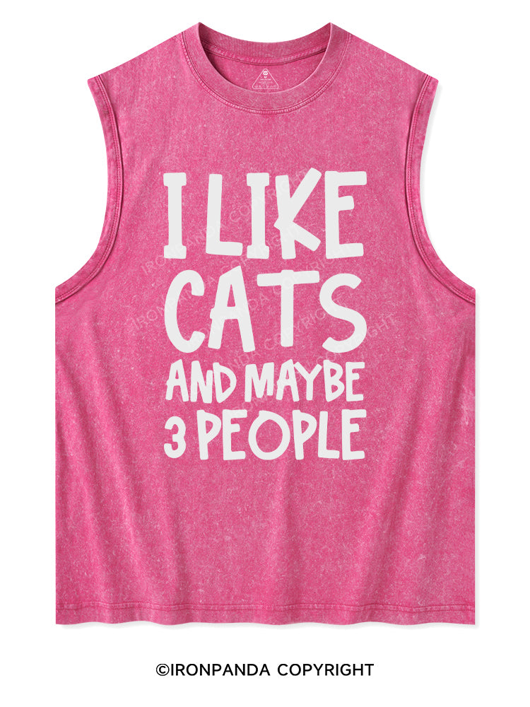 I LIKE CATS AND MAYBE 3 PEOPLE Washed Tank