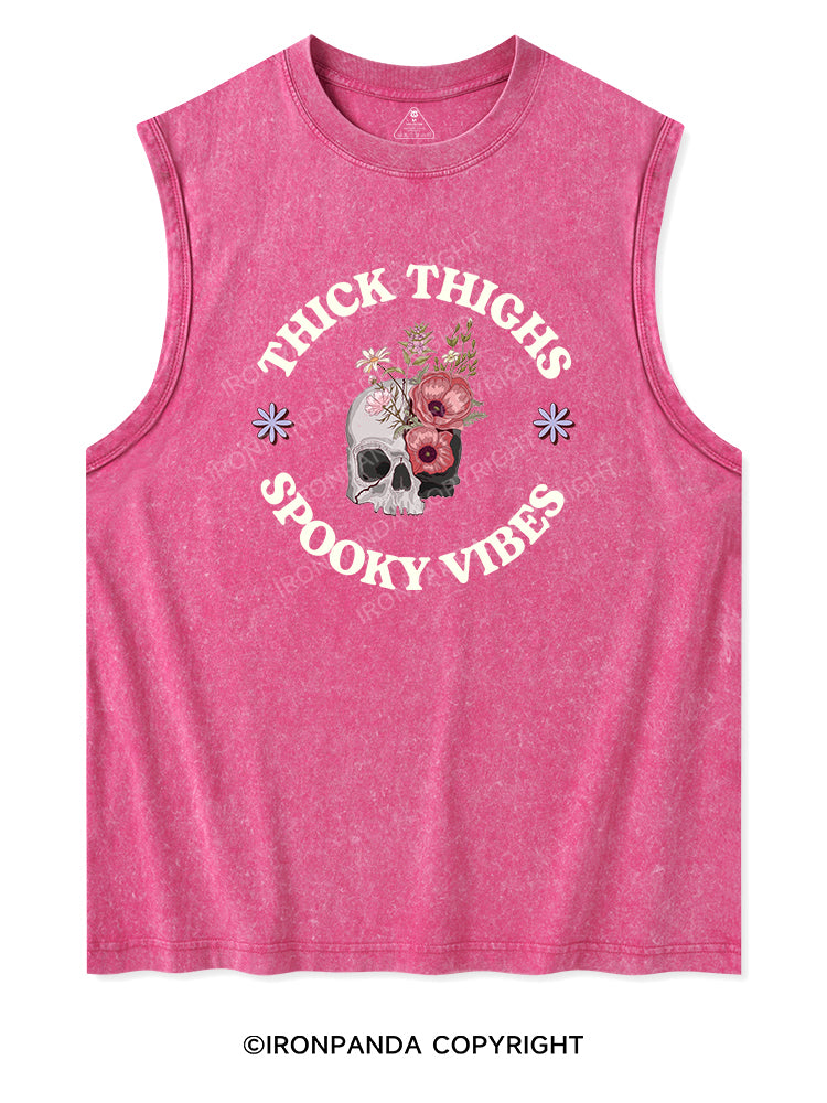 THICK THIGHS SPOOKY VIBES Washed Tank