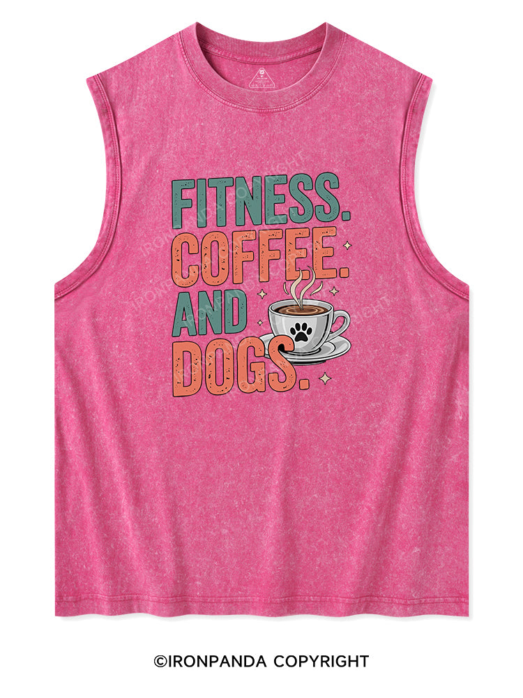 FITNESS COFFEE AND DOGS Washed Tank