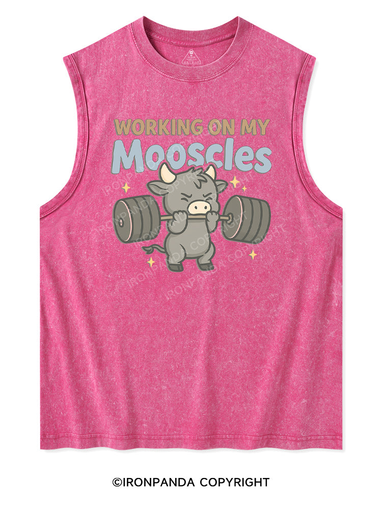 working on my mooscles Washed Tank