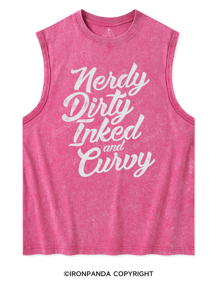 NERDY DIRTY INKED AND CURVY Washed Tank