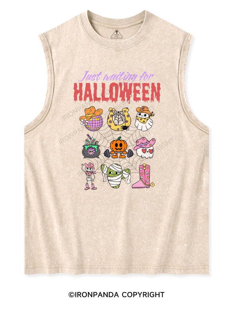 JUST WAITING FOR HALLOWEEN Washed Tank