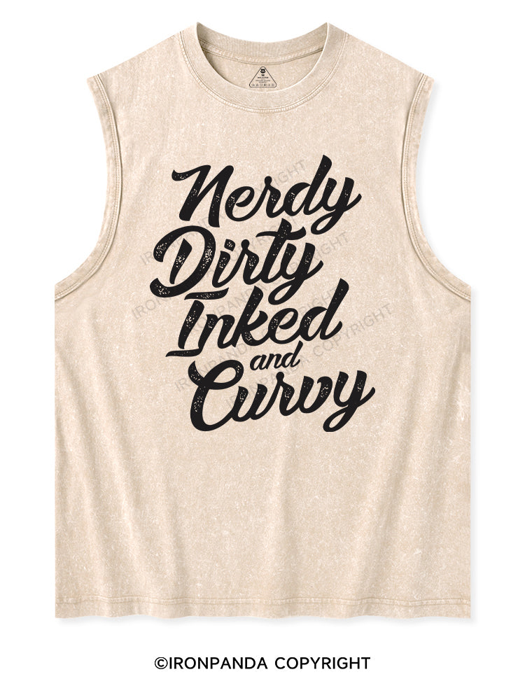 NERDY DIRTY INKED AND CURVY Washed Tank
