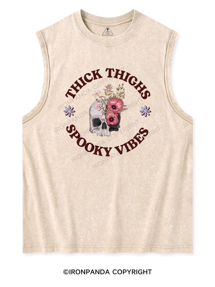 THICK THIGHS SPOOKY VIBES Washed Tank