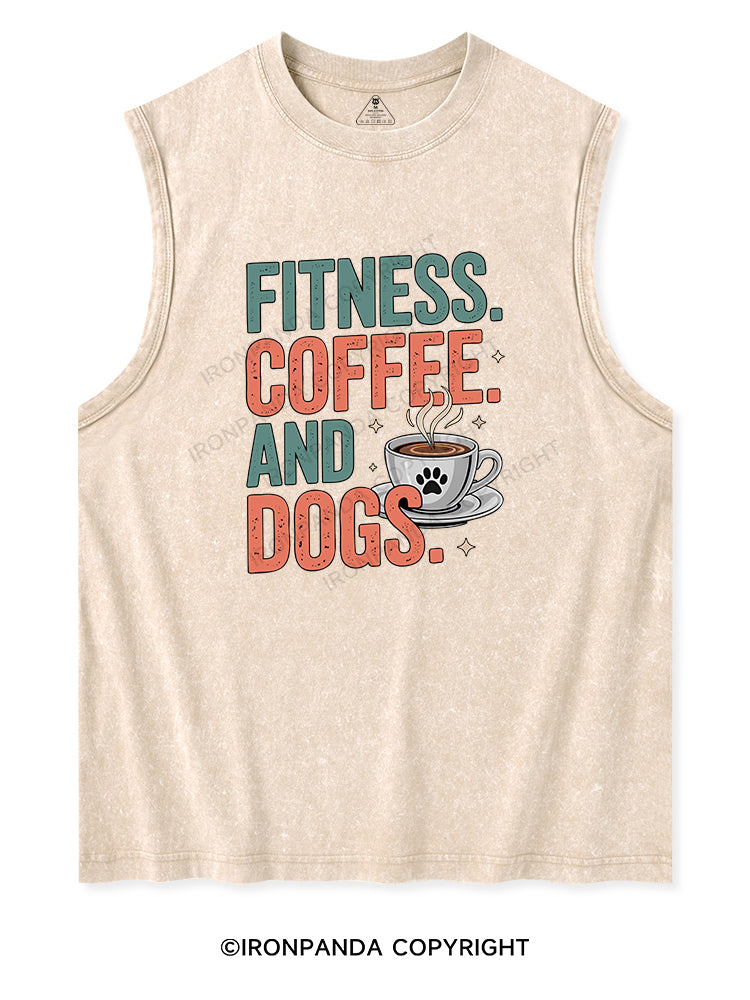 FITNESS COFFEE AND DOGS Washed Tank
