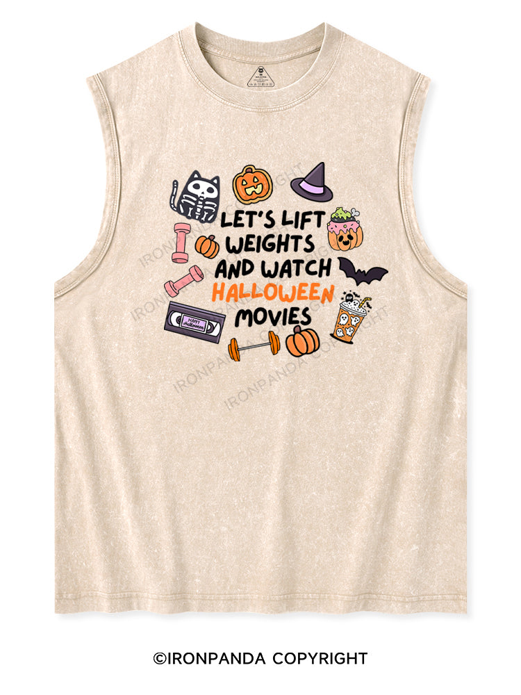 LET'S LIFT WEIGHTS AND WATCH HALLOWEEN MOVIES Washed Tank