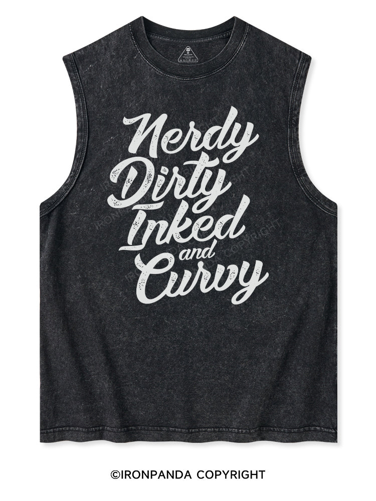 NERDY DIRTY INKED AND CURVY Washed Tank