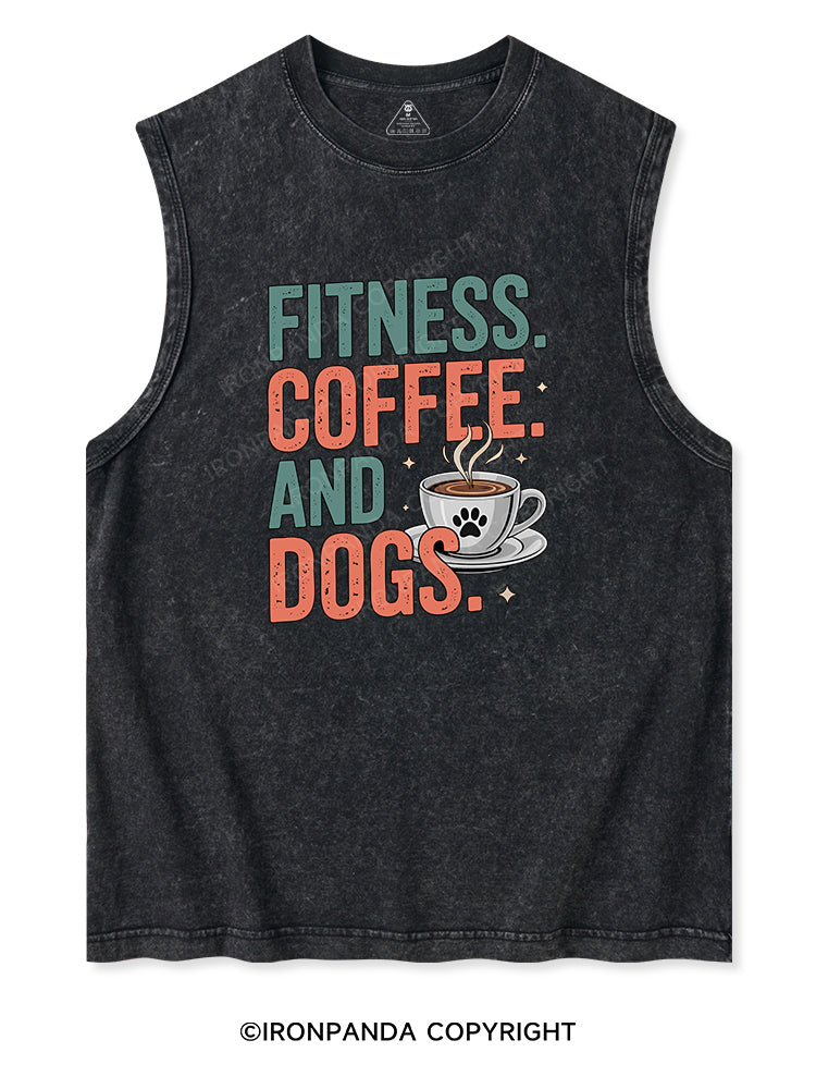 FITNESS COFFEE AND DOGS Washed Tank