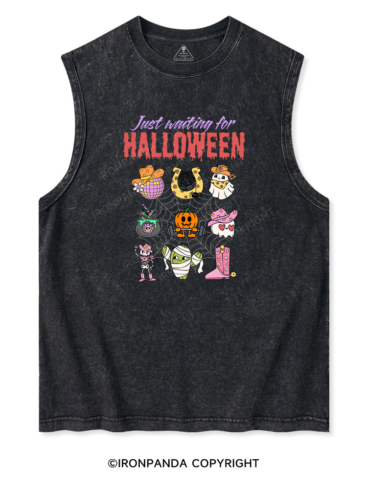 JUST WAITING FOR HALLOWEEN Washed Tank