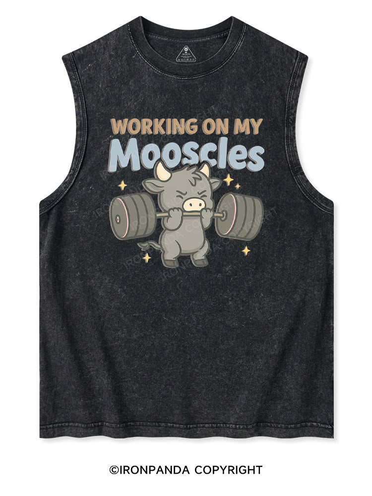 working on my mooscles Washed Tank