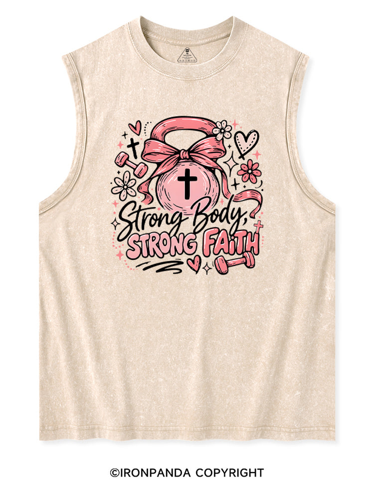 STRONG BODY, STRONG FAITH JESUS Washed Tank