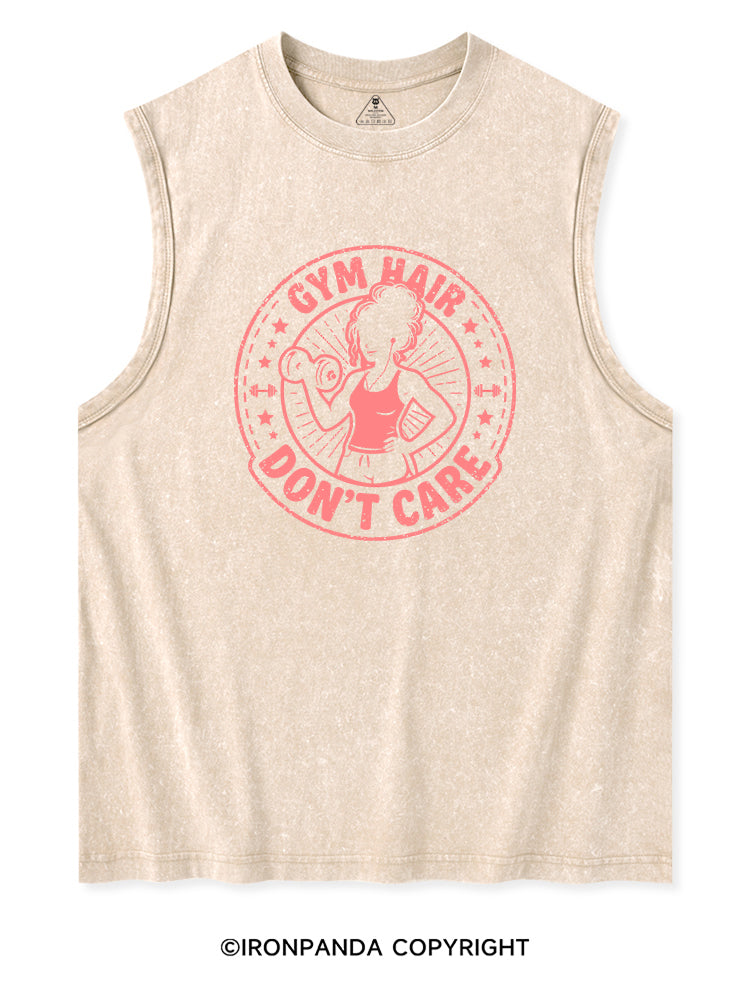 GYM HAIR DON'T CARE STRONG LIFE Washed Tank
