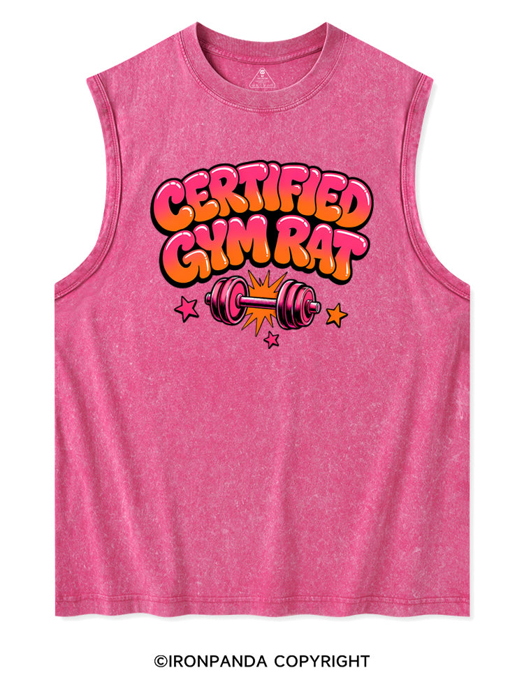 CERTIFIED GYM RAT FUNNY Washed Tank