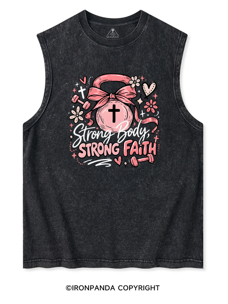 STRONG BODY, STRONG FAITH JESUS Washed Tank