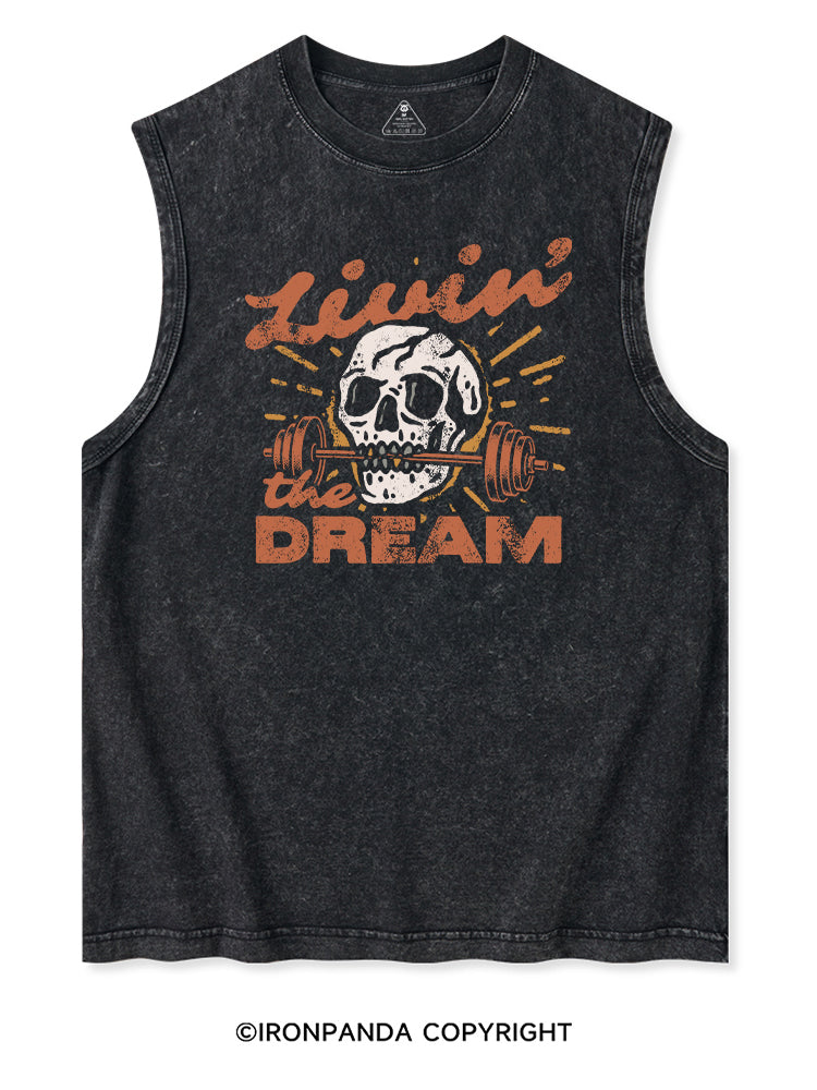 LIVIN' THE DREAM SKULL Washed Tank