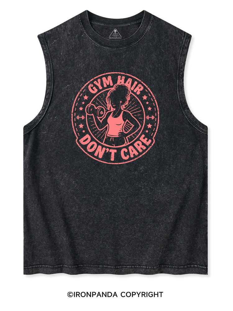 GYM HAIR DON'T CARE STRONG LIFE Washed Tank