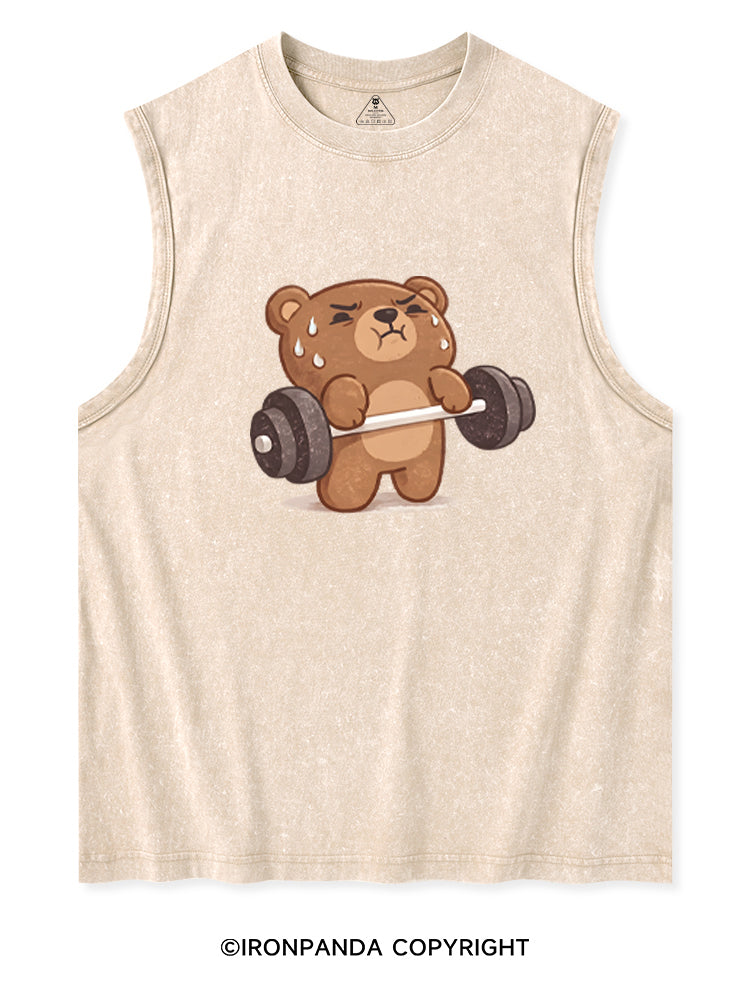 BEARY TIRED BUT BEARY STRONG Washed Tank
