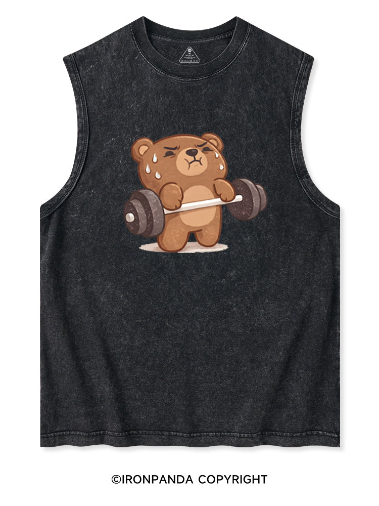 BEARY TIRED BUT BEARY STRONG Washed Tank
