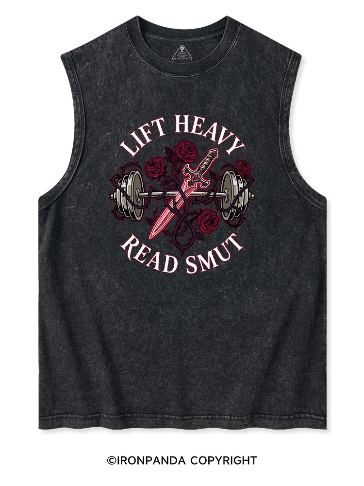 LIFT HEAVY READ SMUT Washed Tank