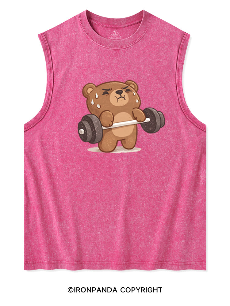 BEARY TIRED BUT BEARY STRONG Washed Tank