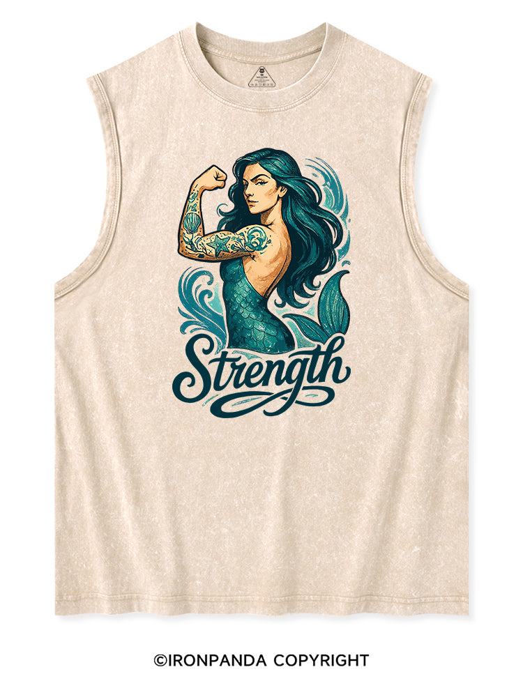 STRENGTH MUSCLE MERMAID Washed Tank