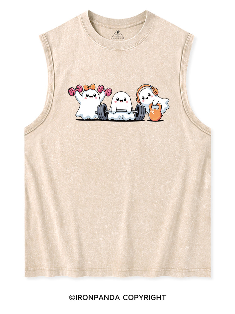 WEIGHTLIFTING SPOOKY FUNNY GYM Washed Tank