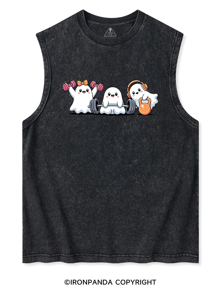 WEIGHTLIFTING SPOOKY FUNNY GYM Washed Tank