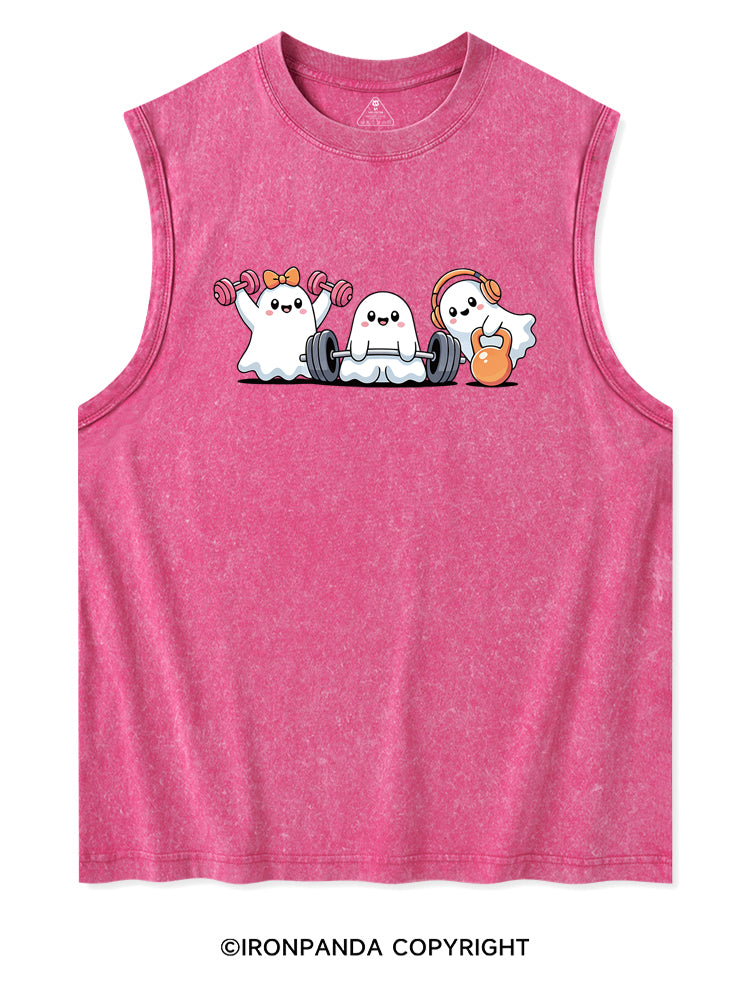 WEIGHTLIFTING SPOOKY FUNNY GYM Washed Tank