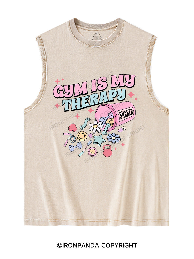 GYM IS MY THERAPY Washed Tank