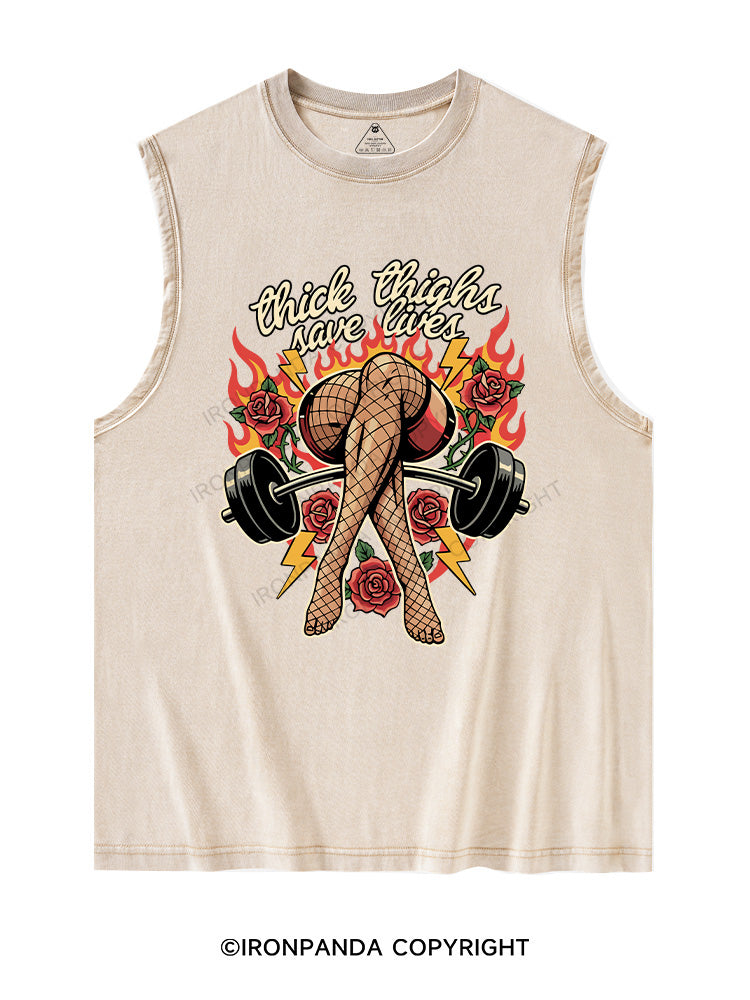 thick thighs save lives Washed Tank