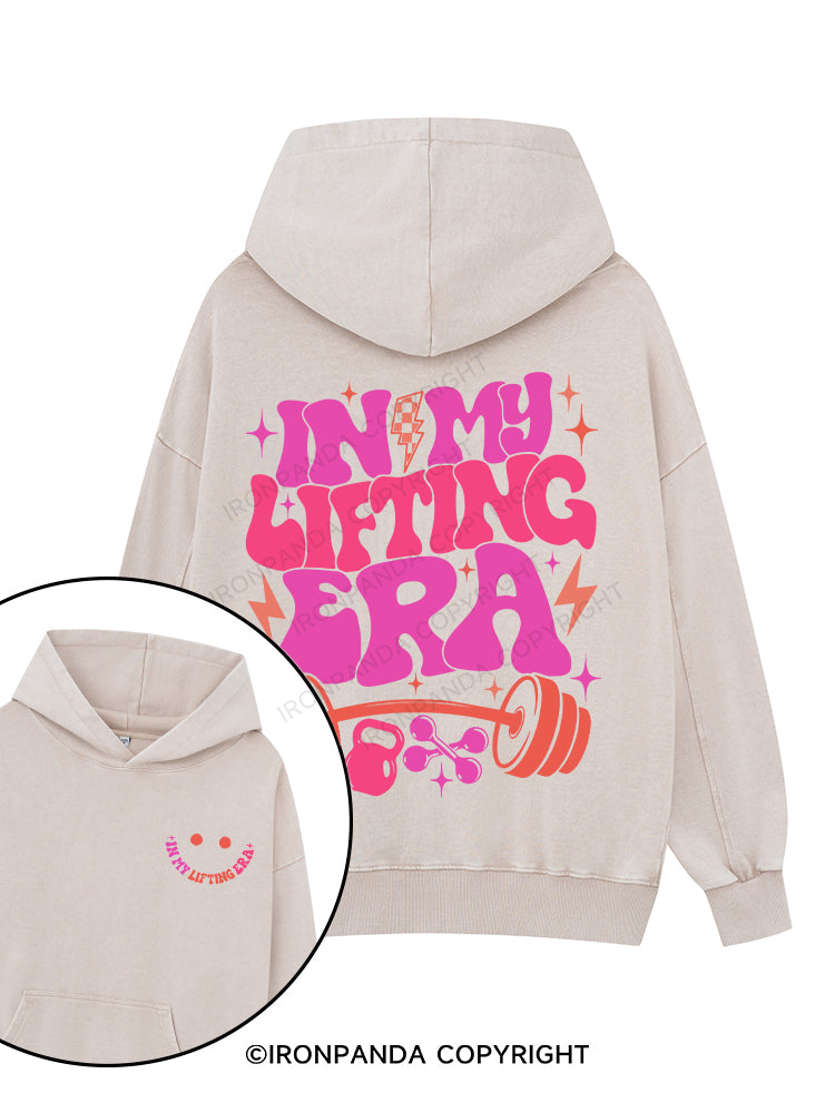 In My Lifting Era Printed Washed Gym Hoodie