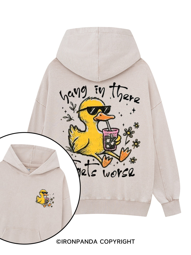 Hang in there Printed Washed Gym Hoodie