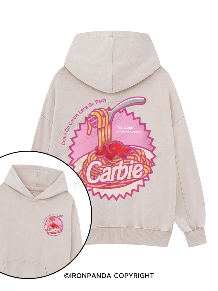 Carbie I Love Carbs Bread Pasta Pizza Printed Washed Gym Hoodie