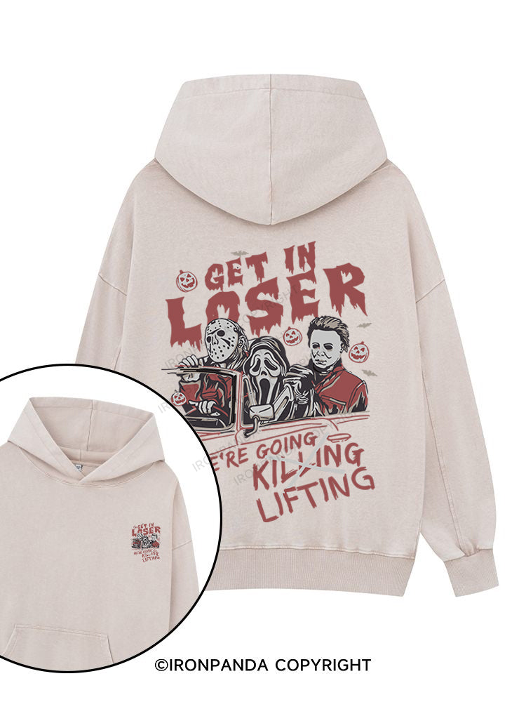 WE’RE GOING LIFTING Printed Washed Gym Hoodie