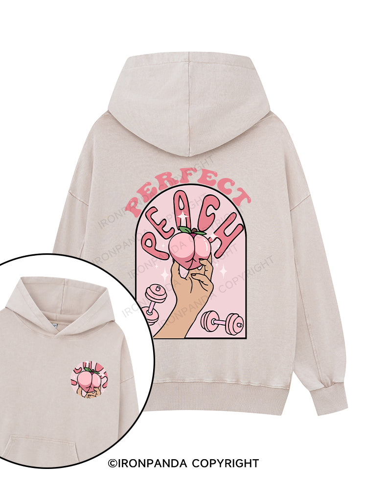 perfect peach Printed Washed Gym Hoodie