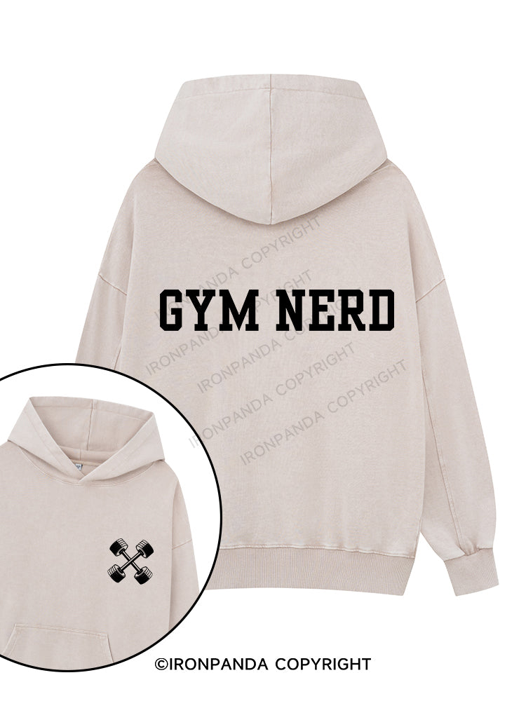 GYM NERD Printed Washed Gym Hoodie
