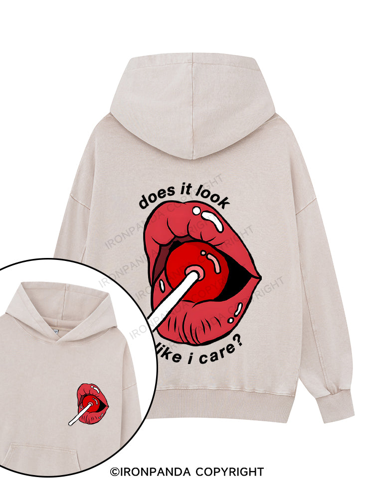 DOES IT LOOK LIKE I CARE? Printed Washed Gym Hoodie