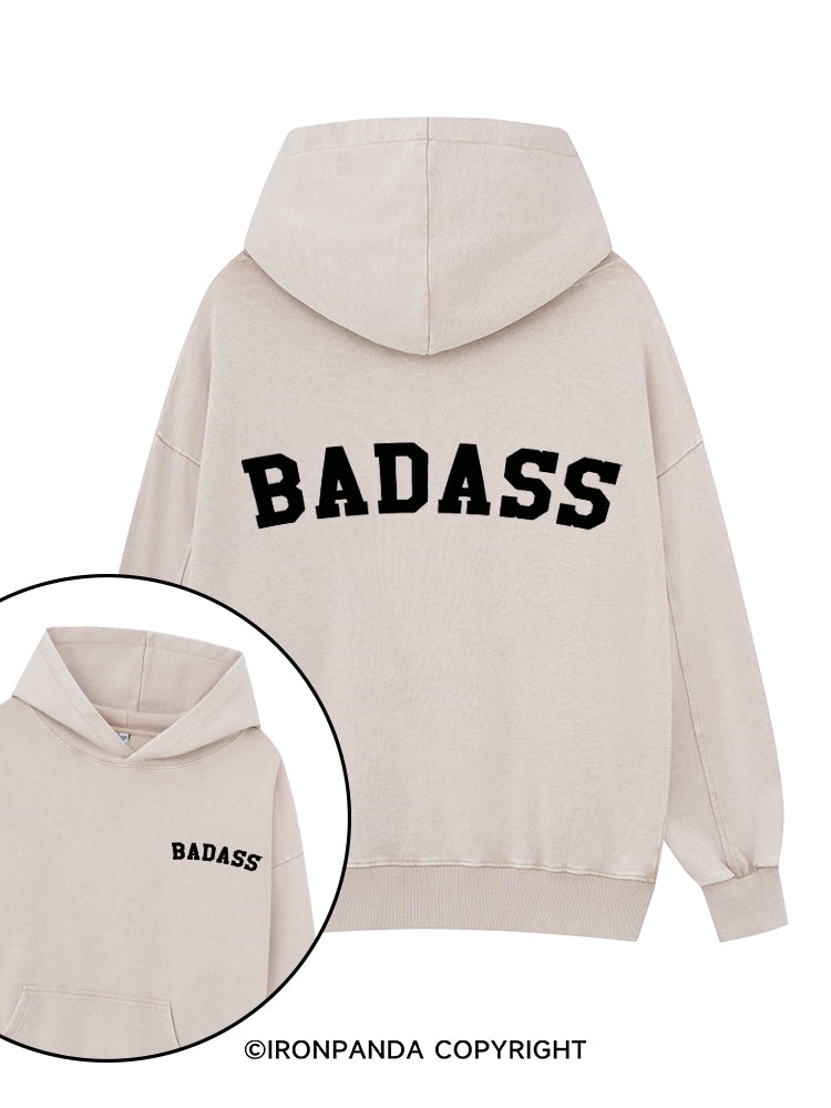 Badass Printed Washed Gym Hoodie