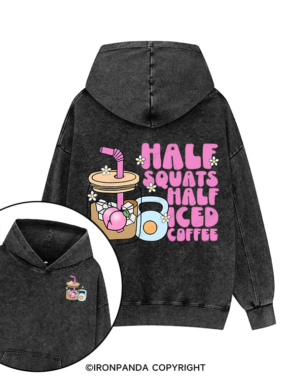 Half Squats，Half Iced Coffee Printed Washed Gym Hoodie