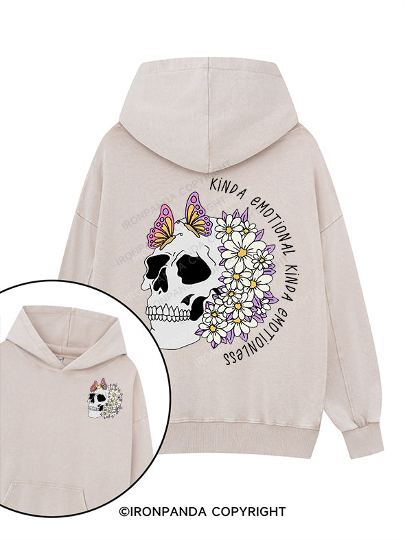KINDA EMOTIONAL KINDA EMOTIONLESS Printed Washed Gym Hoodie
