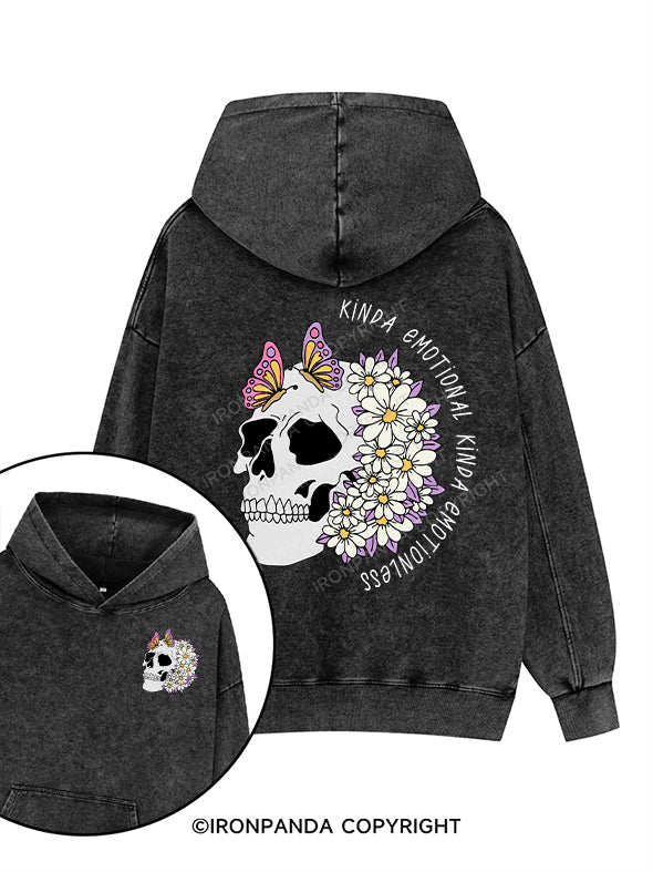 KINDA EMOTIONAL KINDA EMOTIONLESS Printed Washed Gym Hoodie