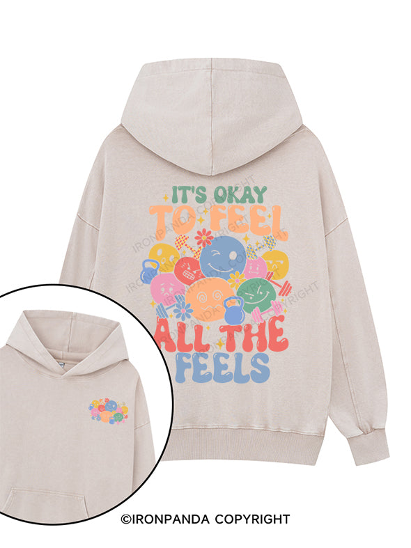 it's okay Printed Washed Gym Hoodie