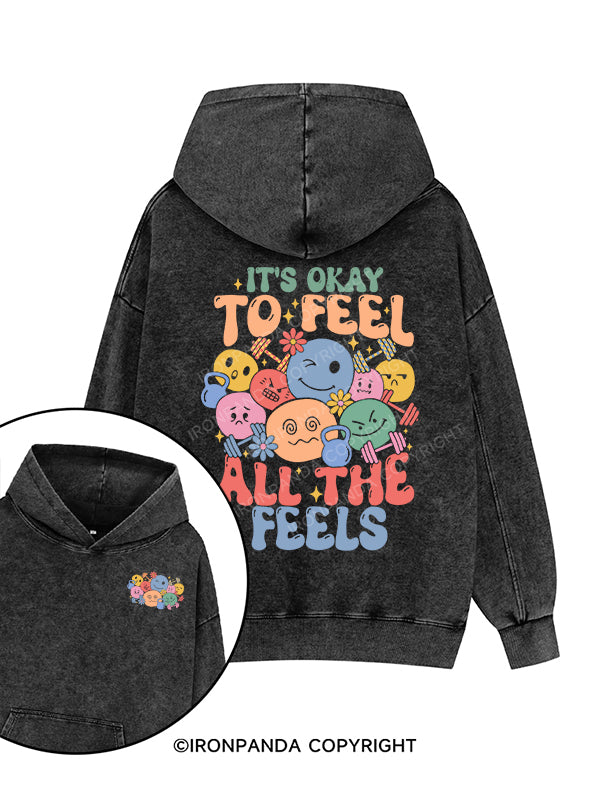 it's okay Printed Washed Gym Hoodie