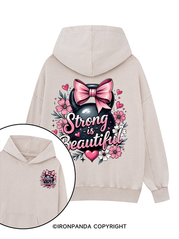 strong is beautiful Printed Washed Gym Hoodie