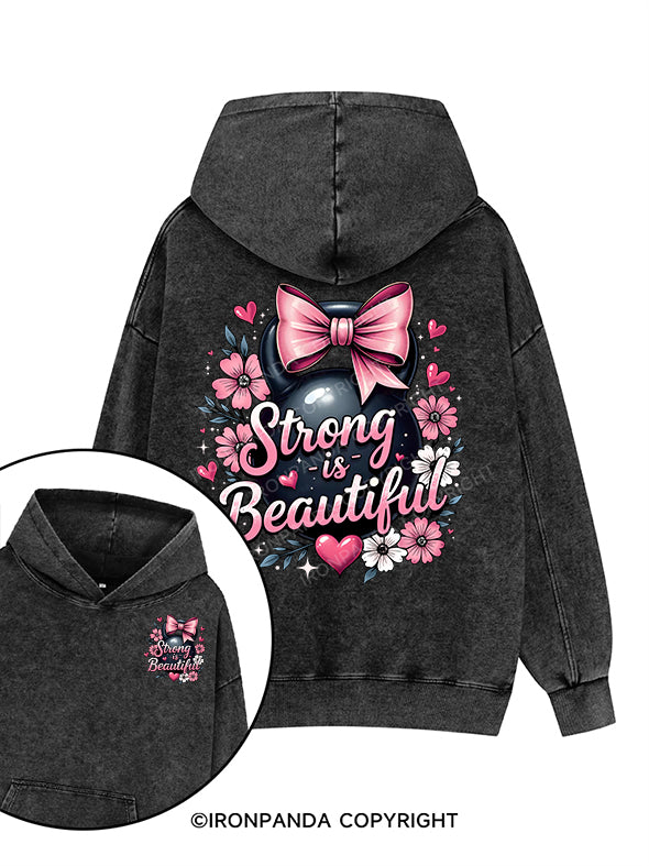 strong is beautiful Printed Washed Gym Hoodie