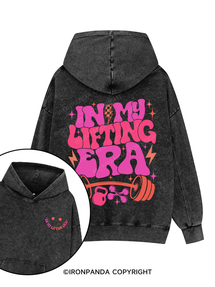 In My Lifting Era Printed Washed Gym Hoodie